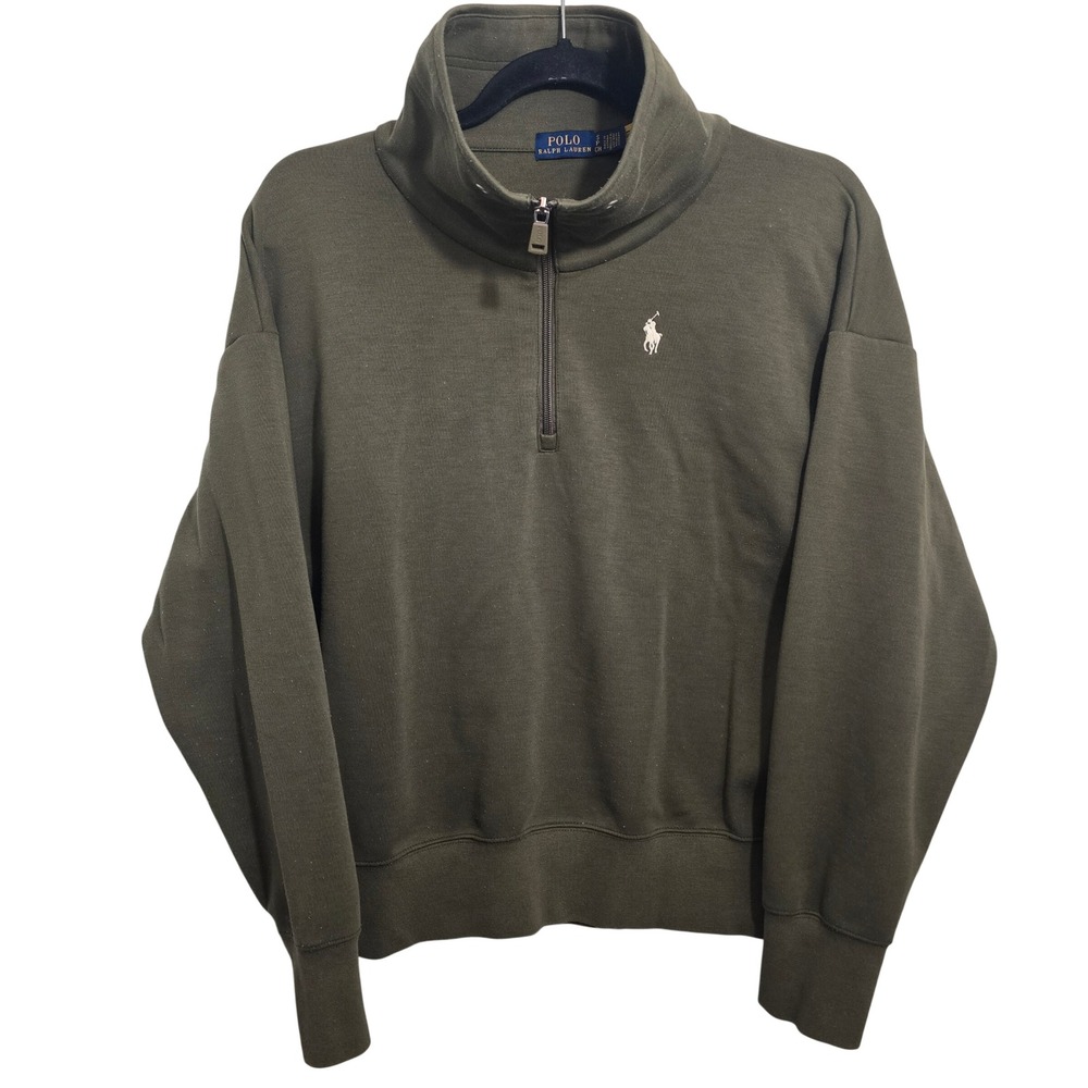 Polo Ralph Lauren Mens Olive Green Quarter Zip Pullover Sweatshirt Small
